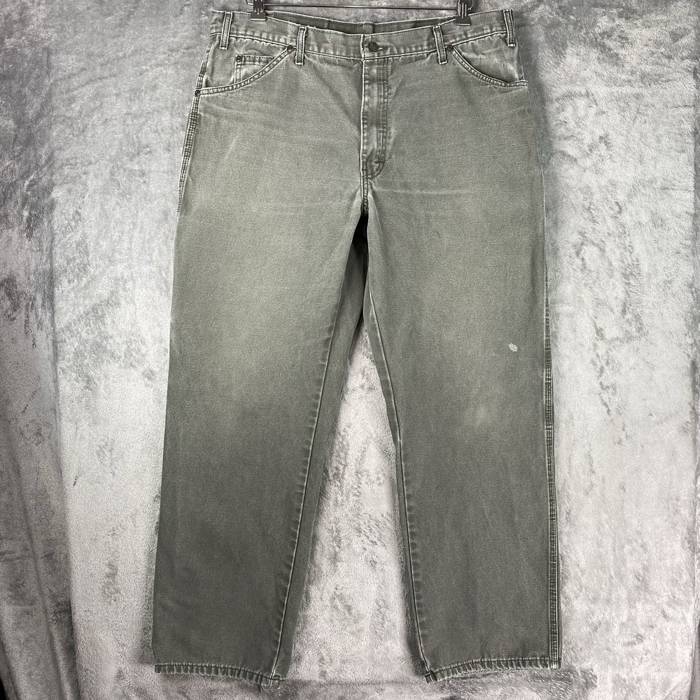 Dickies Pants Mens Size 38x32 (fit 37x30) Green Canvas Carpenter Skater Grunge - Picture 8 of 16